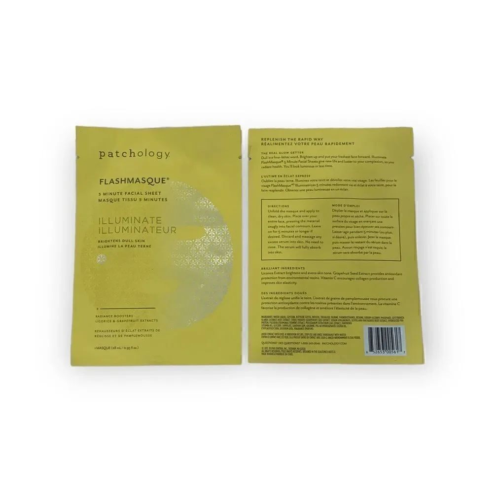 Patchology "Illuminating FlashMasque" Facial Mask Sheet Skincare Brightening x 3 - Picture 2 of 2